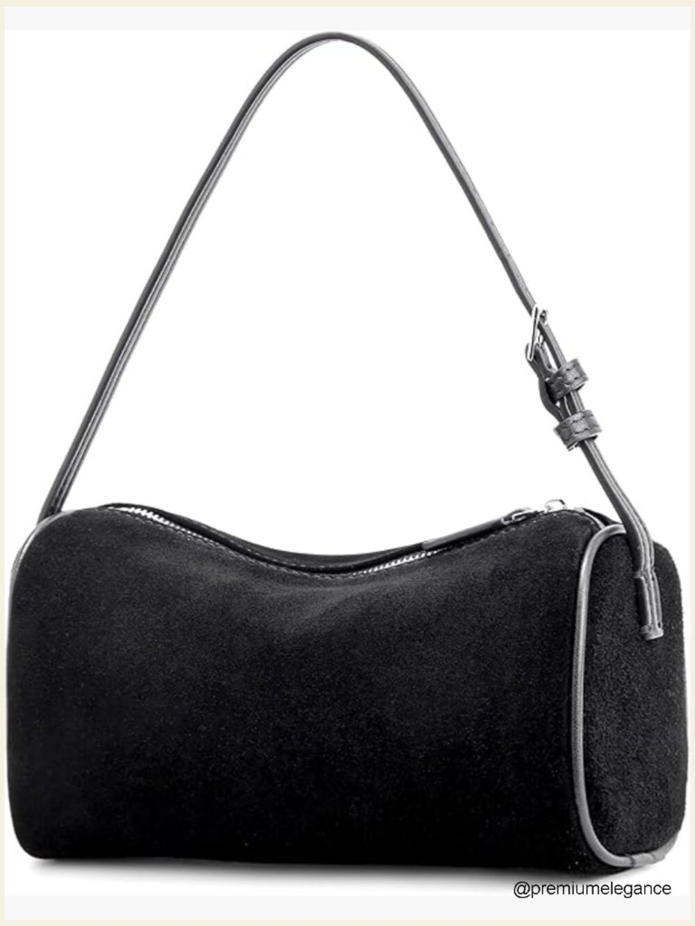 Suede Leather Crossbody Hobo Bag - Small Barrel Purse Women